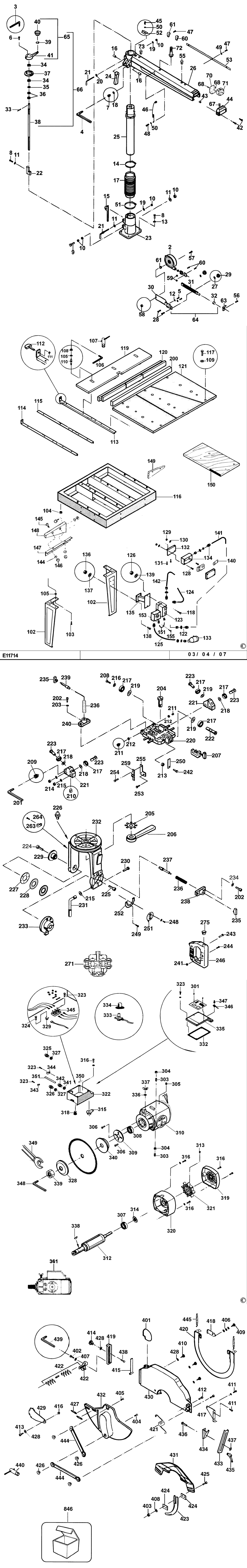 Elu RKS1603 Type 1 Radial Arm Saw Spare Parts