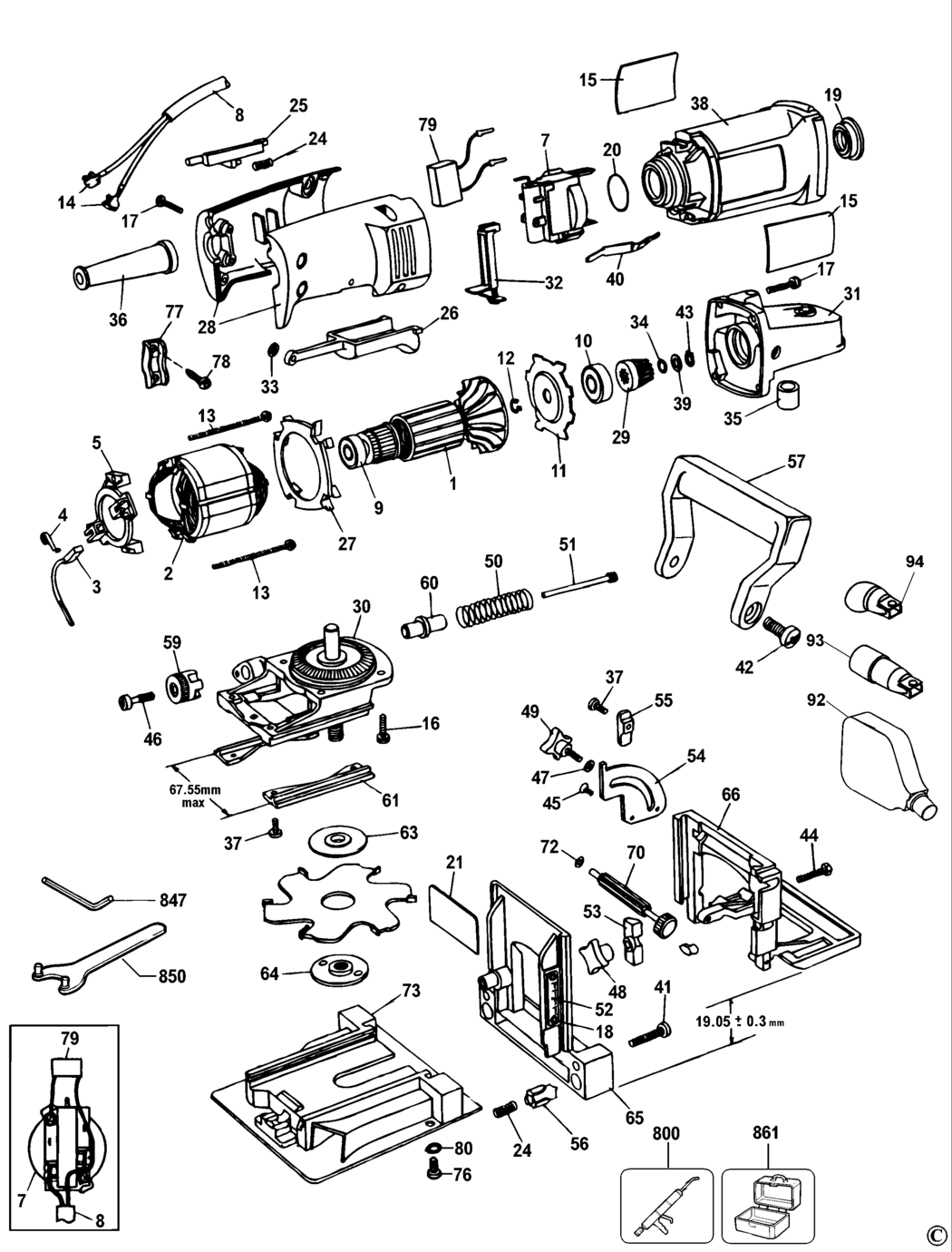 Elu MBR100 Type 2 Plate Joiner Spare Parts