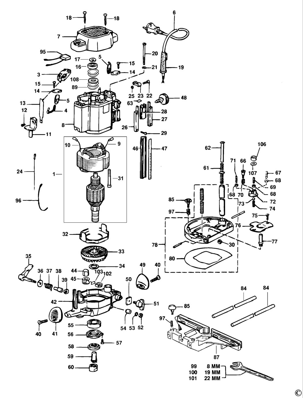 Elu MOF131 Type 1 Router Spare Parts