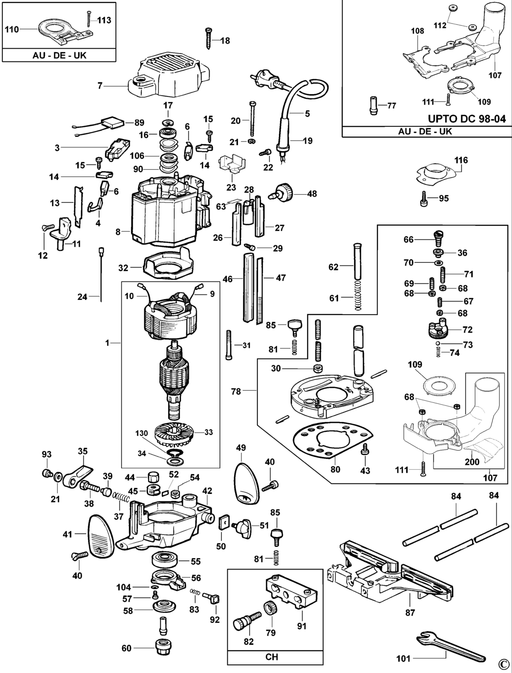 Elu MOF131 Type 4 Router Spare Parts