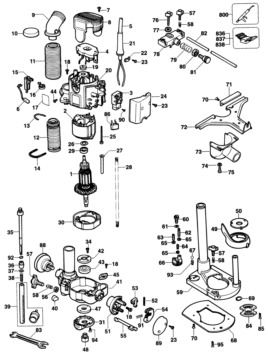 Elu OF97E Type 1 Router Spare Parts