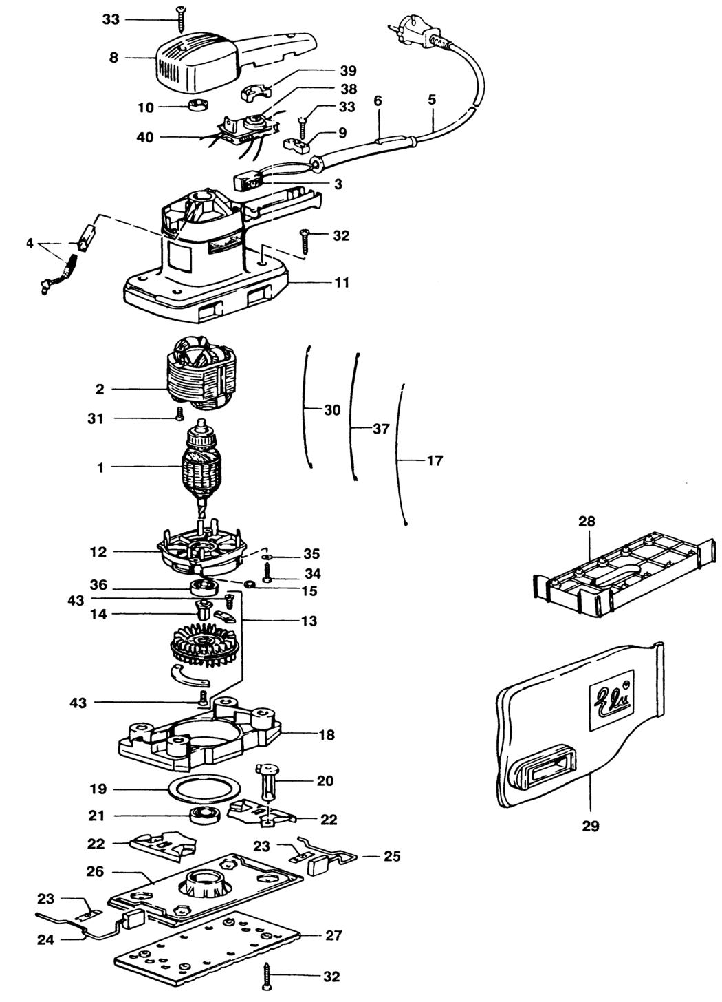 Elu MVS156-02 Type 1 Orbital Sander Spare Parts