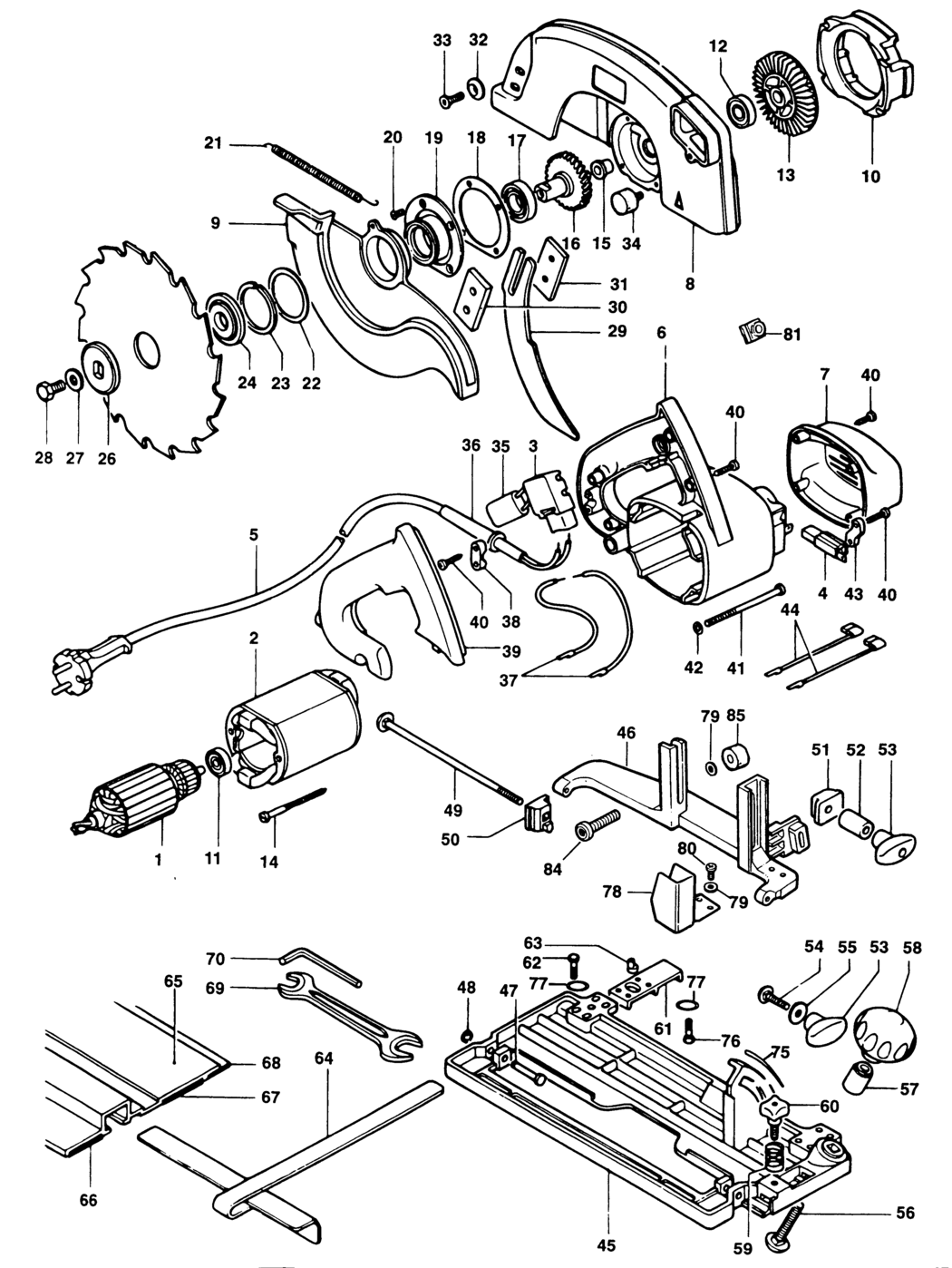 Elu MH165 Type 1-2-3 Circ. Saw Spare Parts