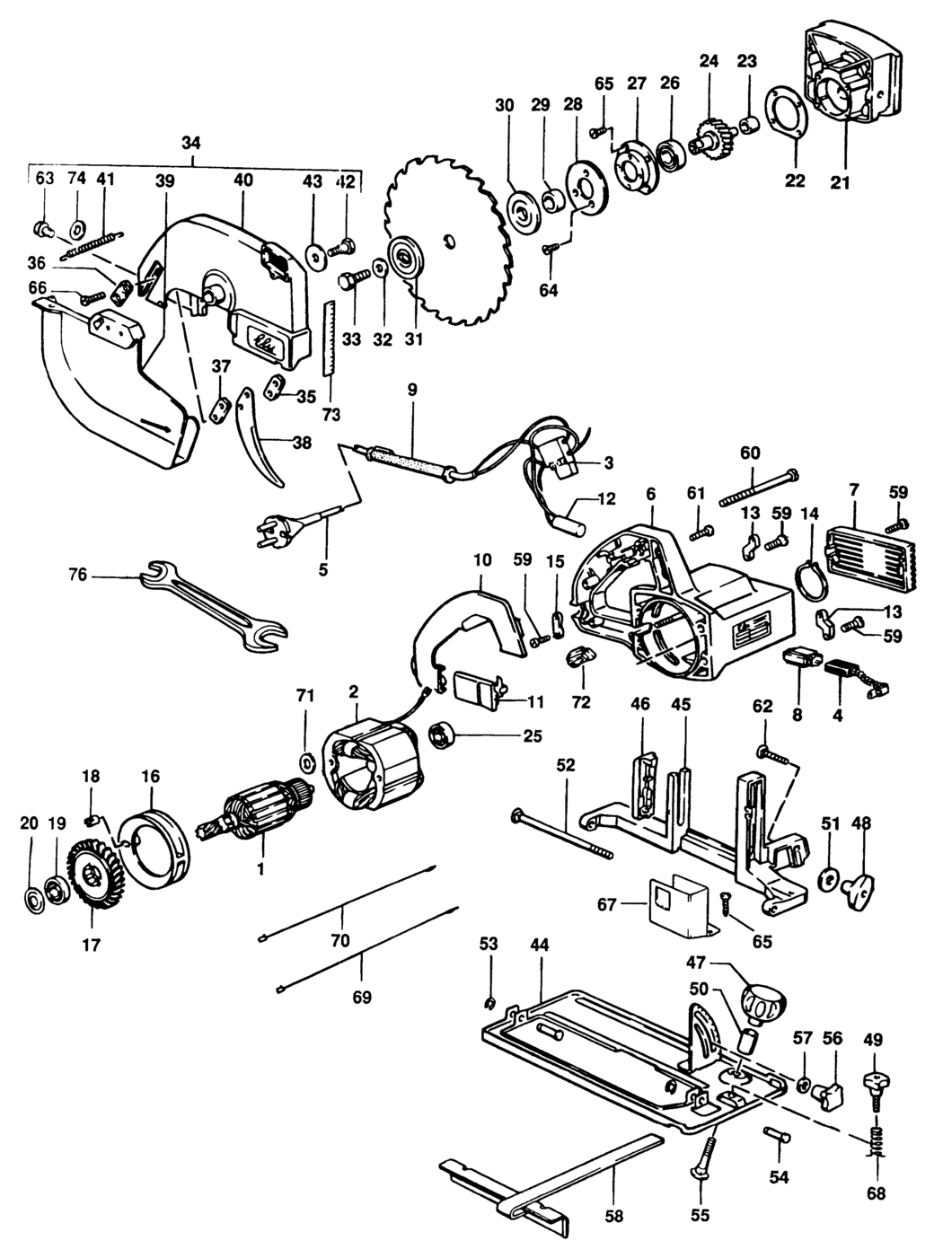 Elu MH182 Type 1 Circ. Saw Spare Parts