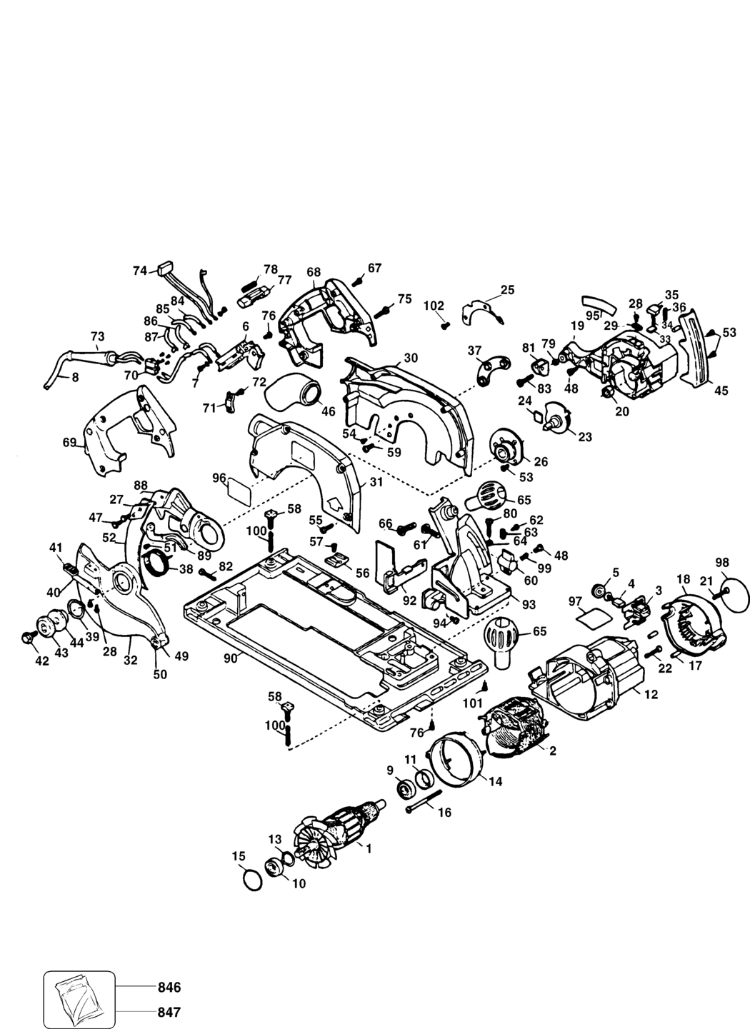 Elu MH265 Type 1 Circ. Saw Spare Parts