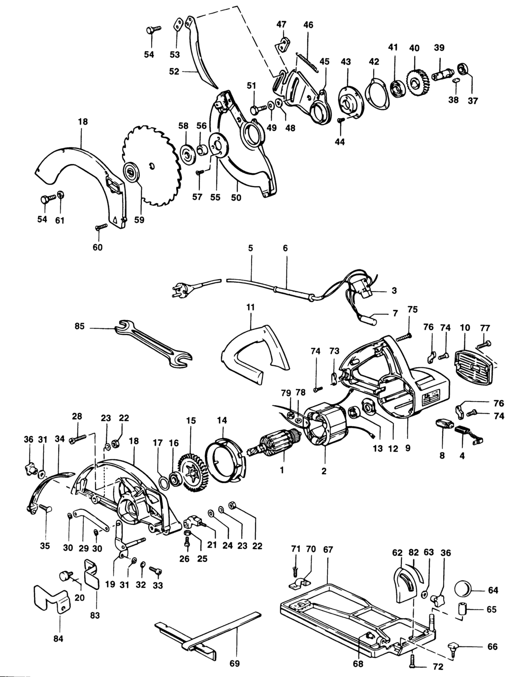 Elu MH85 Type 1 Circ. Saw Spare Parts