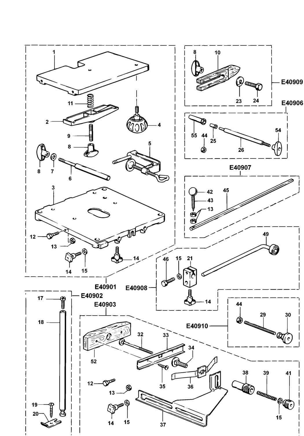 Elu E40901 Type 1 Table Kit Spare Parts
