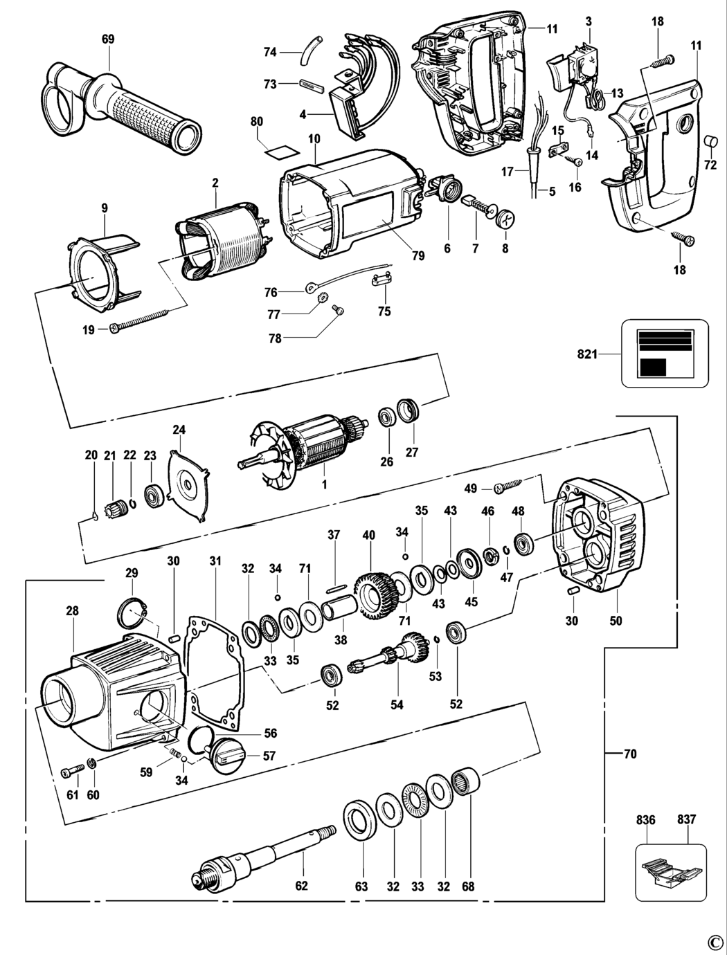 Elu DB10EK Type 4 Diamond Drill Spare Parts