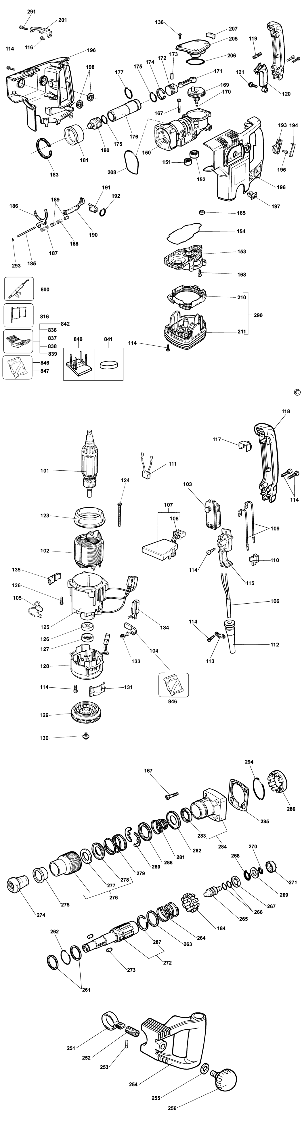 Elu SH50EK Type 1 Chipping Hammer Spare Parts