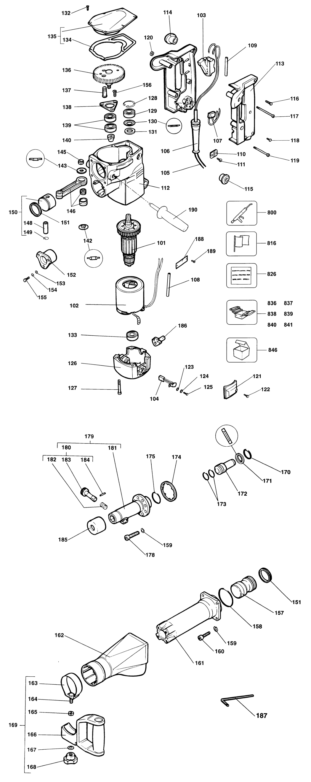 Elu SH60K Type 1 Demolition Hammer Spare Parts