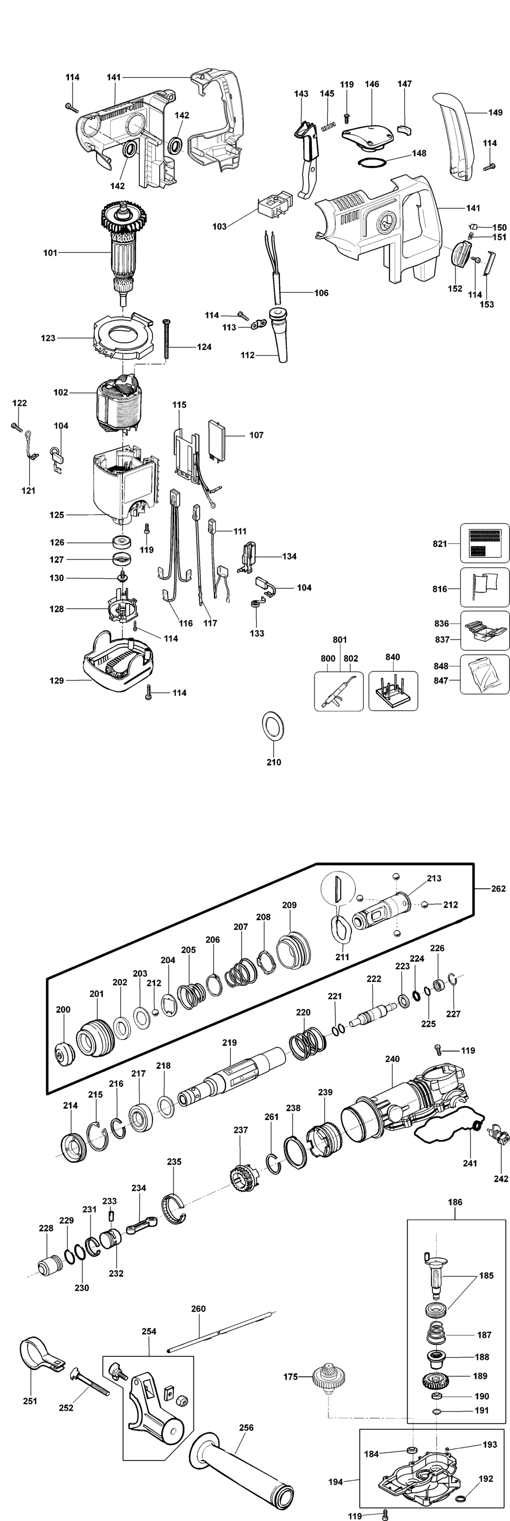 Elu BH32EK Type 1 Rotary Hammer Spare Parts