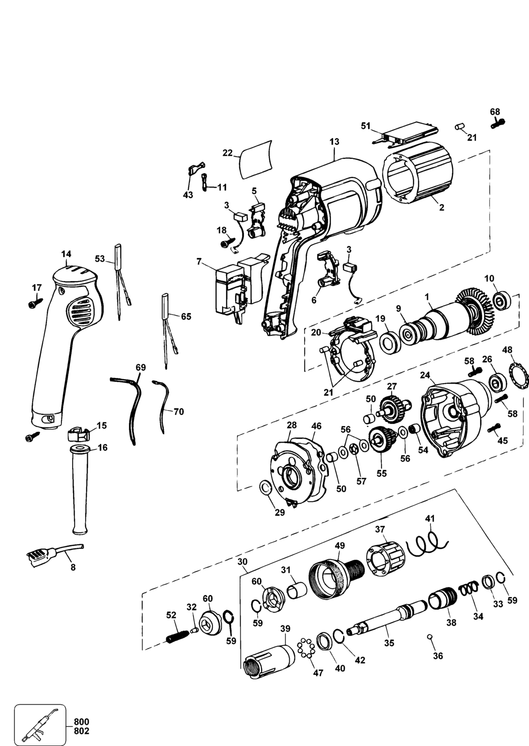 Elu BS10EK Type 1 Screwdriver Spare Parts