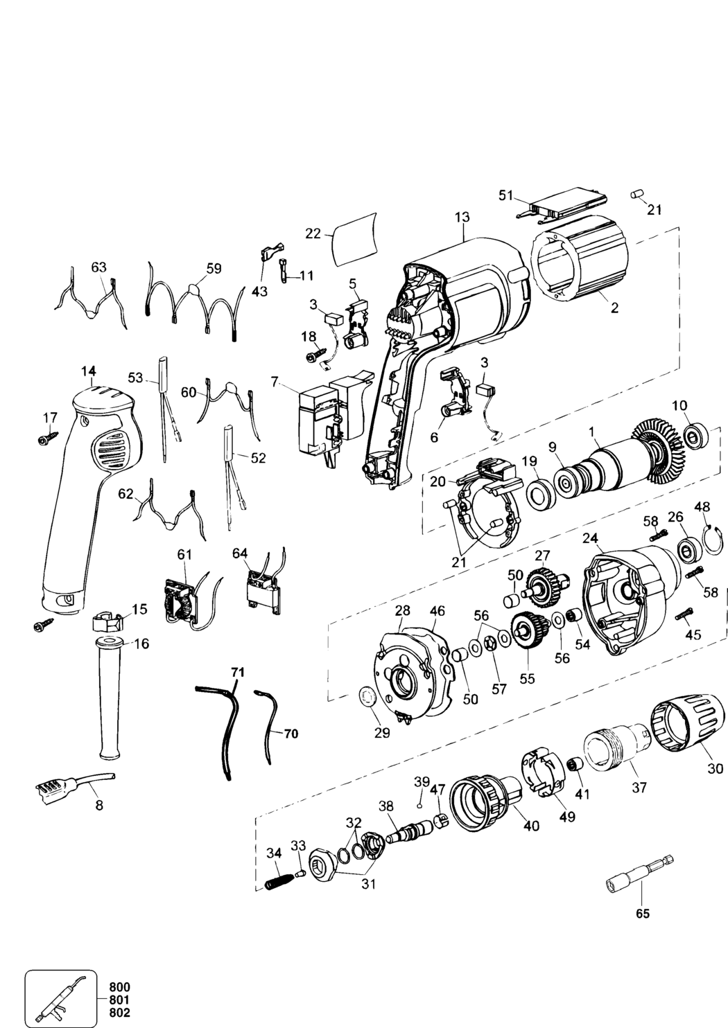 Elu BS20EK Type 1 Screwdriver Spare Parts