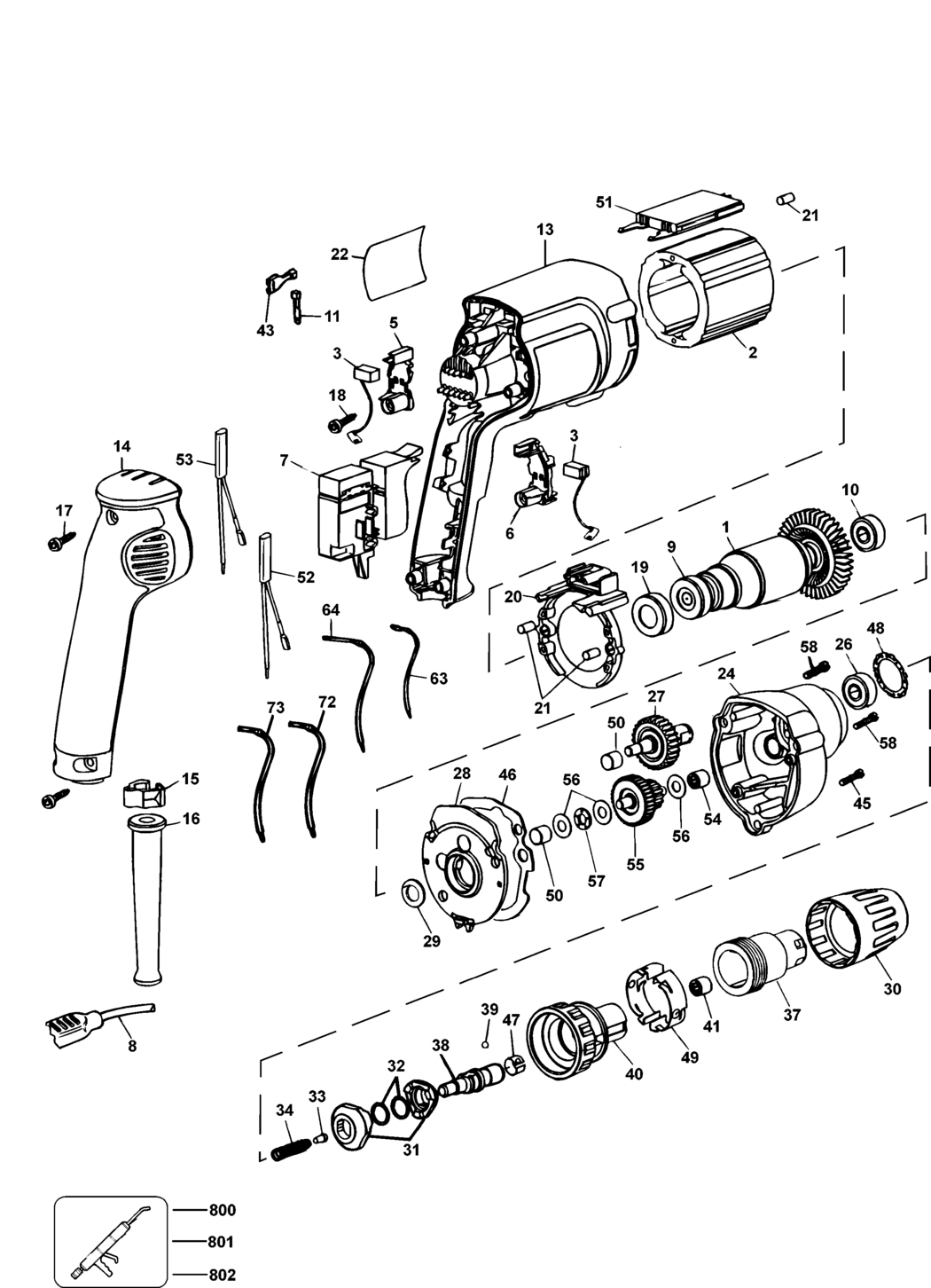 Elu BS20EK Type 2 Screwdriver Spare Parts