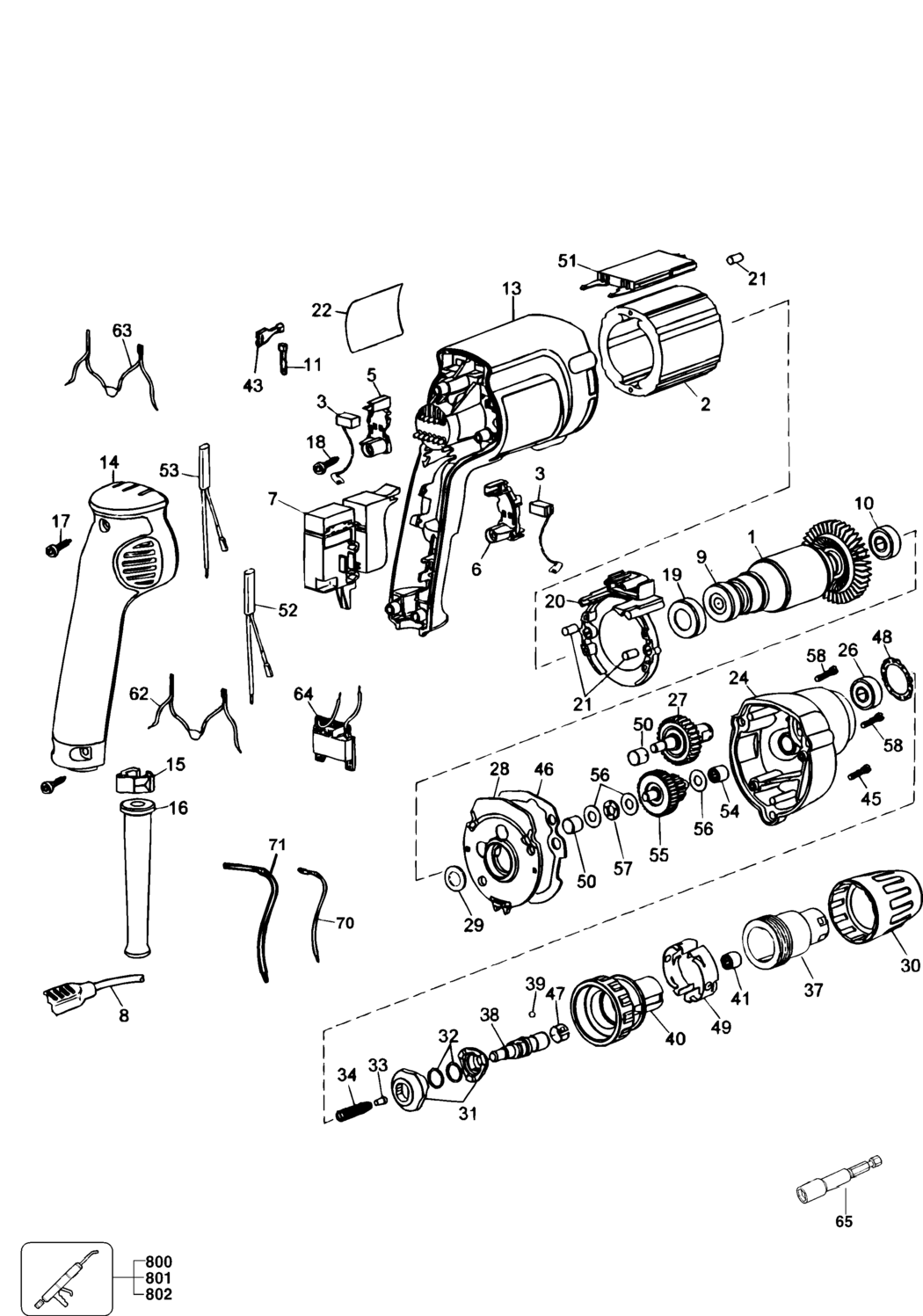 Elu BS25EK Type 1 Screwdriver Spare Parts