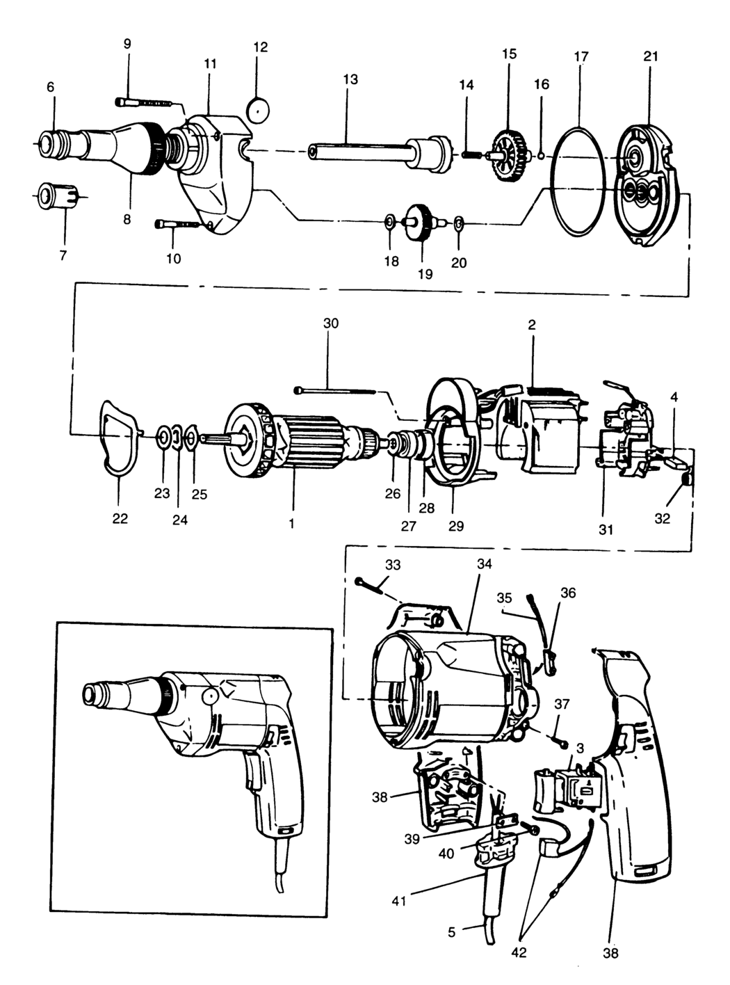 Elu ESD700 Type 1 Screwdriver Spare Parts