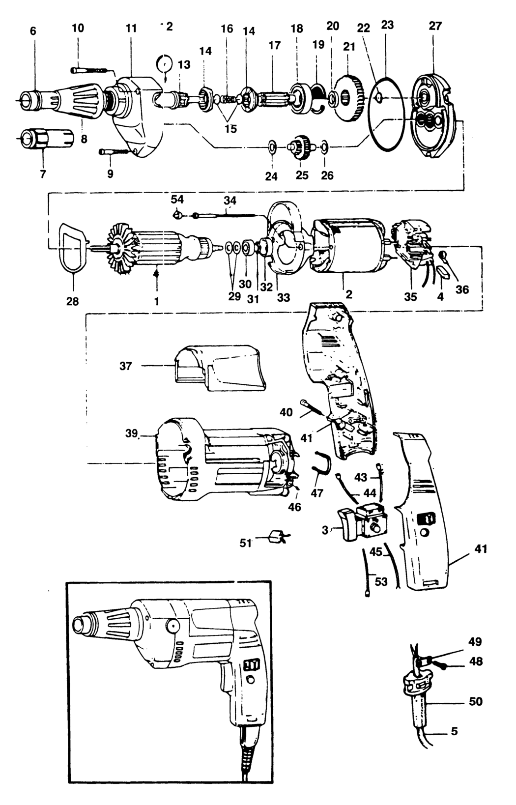 Elu ESD703 Type 1 Screwdriver Spare Parts