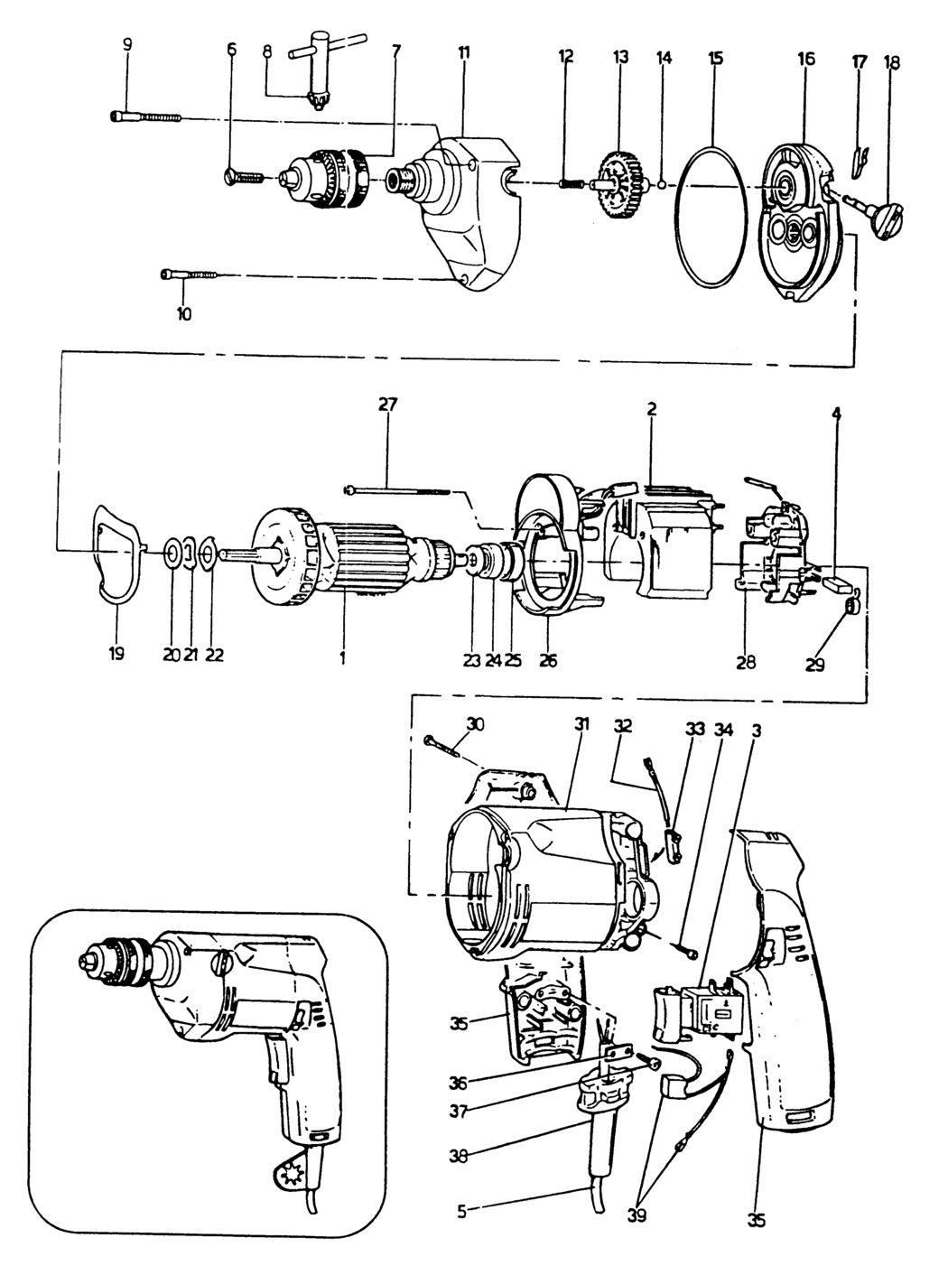 Elu ESD705 Type 1 Drill Spare Parts