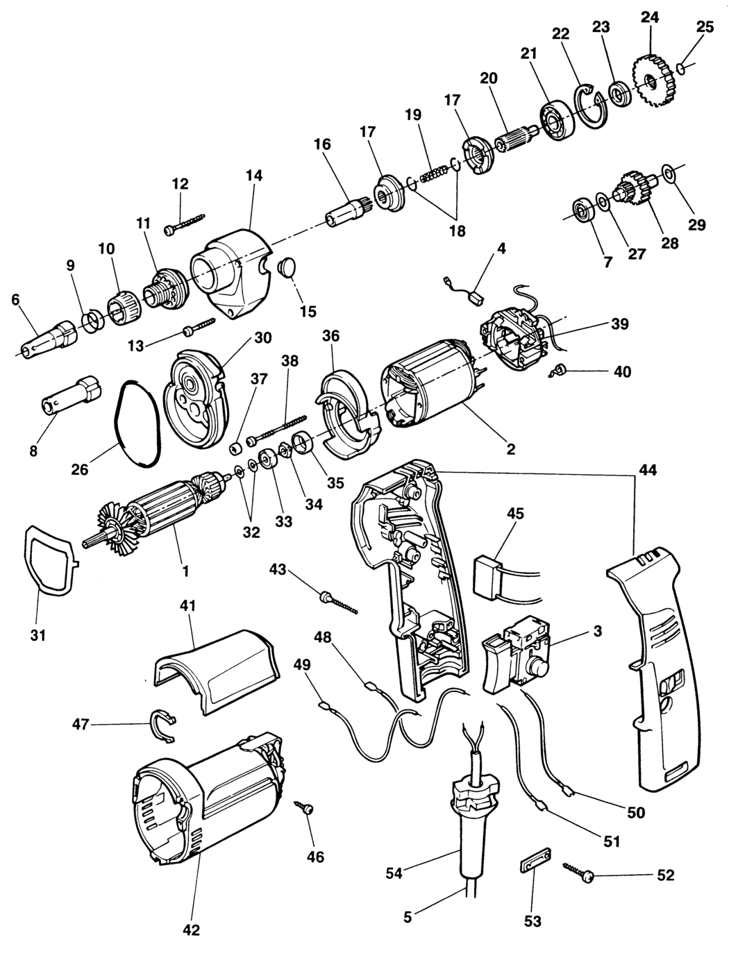 Elu ESD707L Type 1 Screwdriver Spare Parts