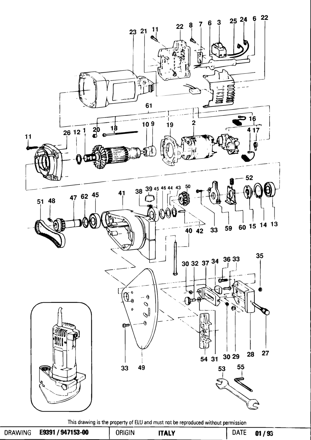 Elu MKF169 Type 1 Laminate Trimmer Spare Parts