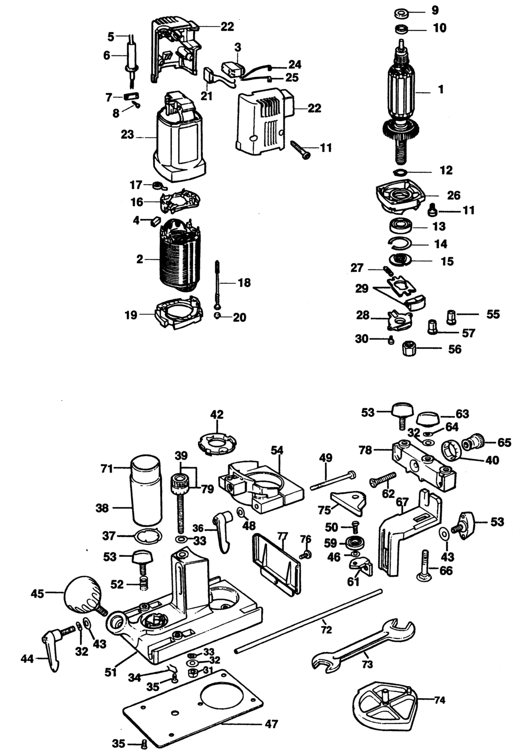 Elu MKF267 Type 1 Laminate Trimmer Spare Parts