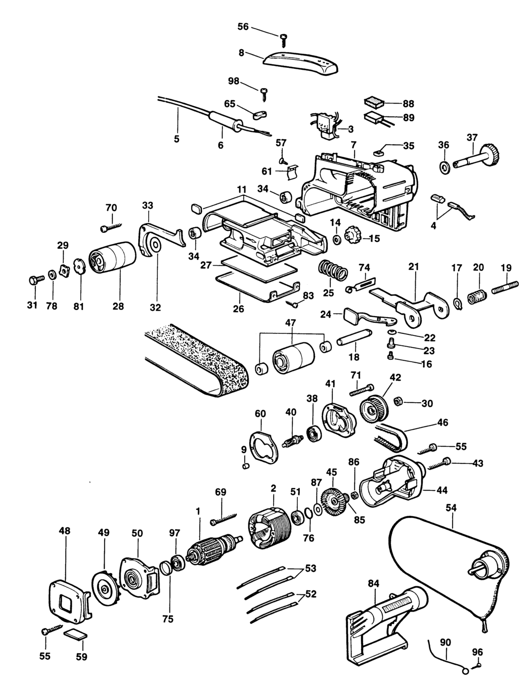 Elu MHB158 Type 1 Belt Sander Spare Parts