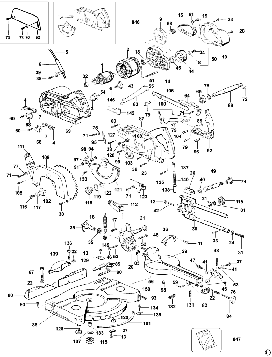 Elu PS174 Type 3 Crosscut Mitre Saw Spare Parts