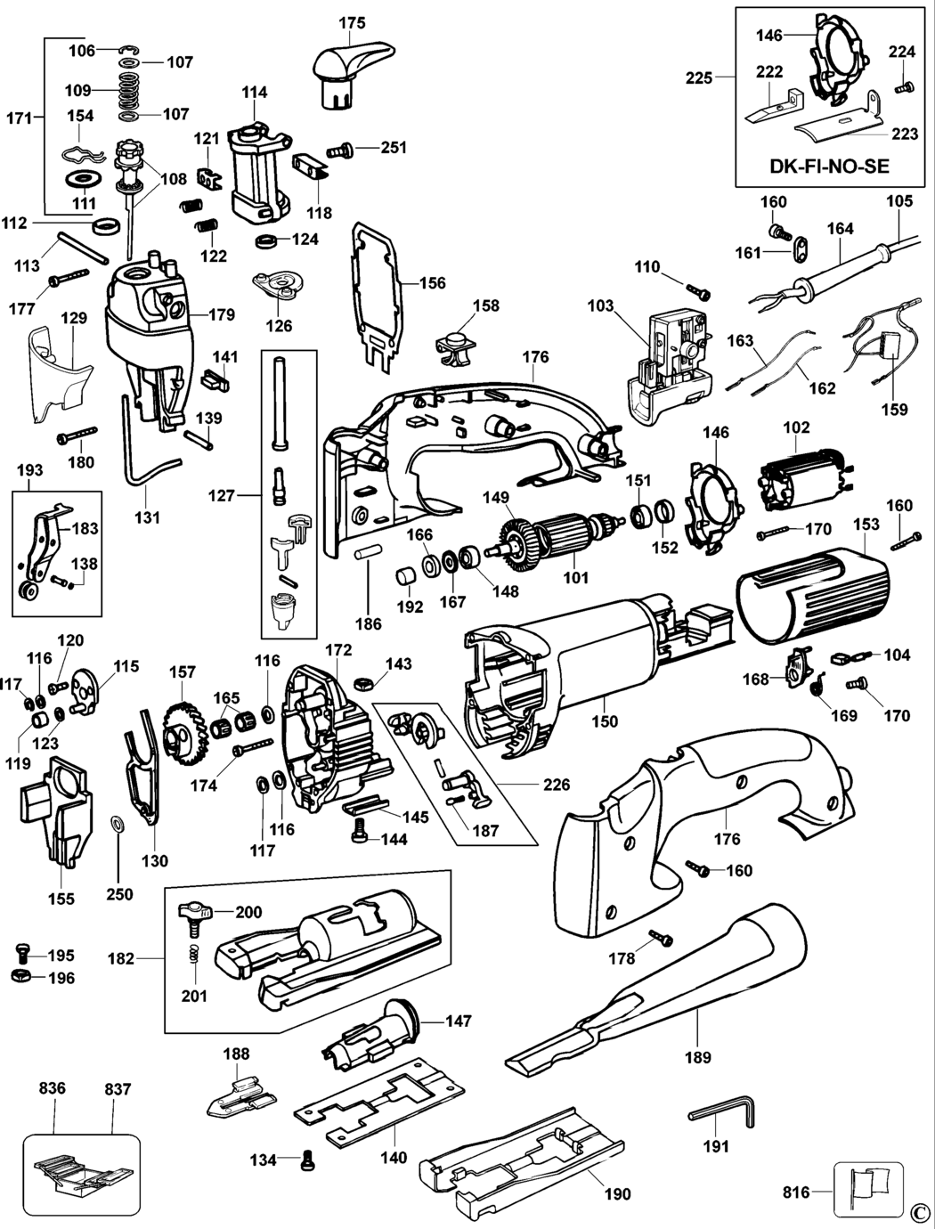 Dewalt DW321K Type 1 Jigsaw Spare Parts