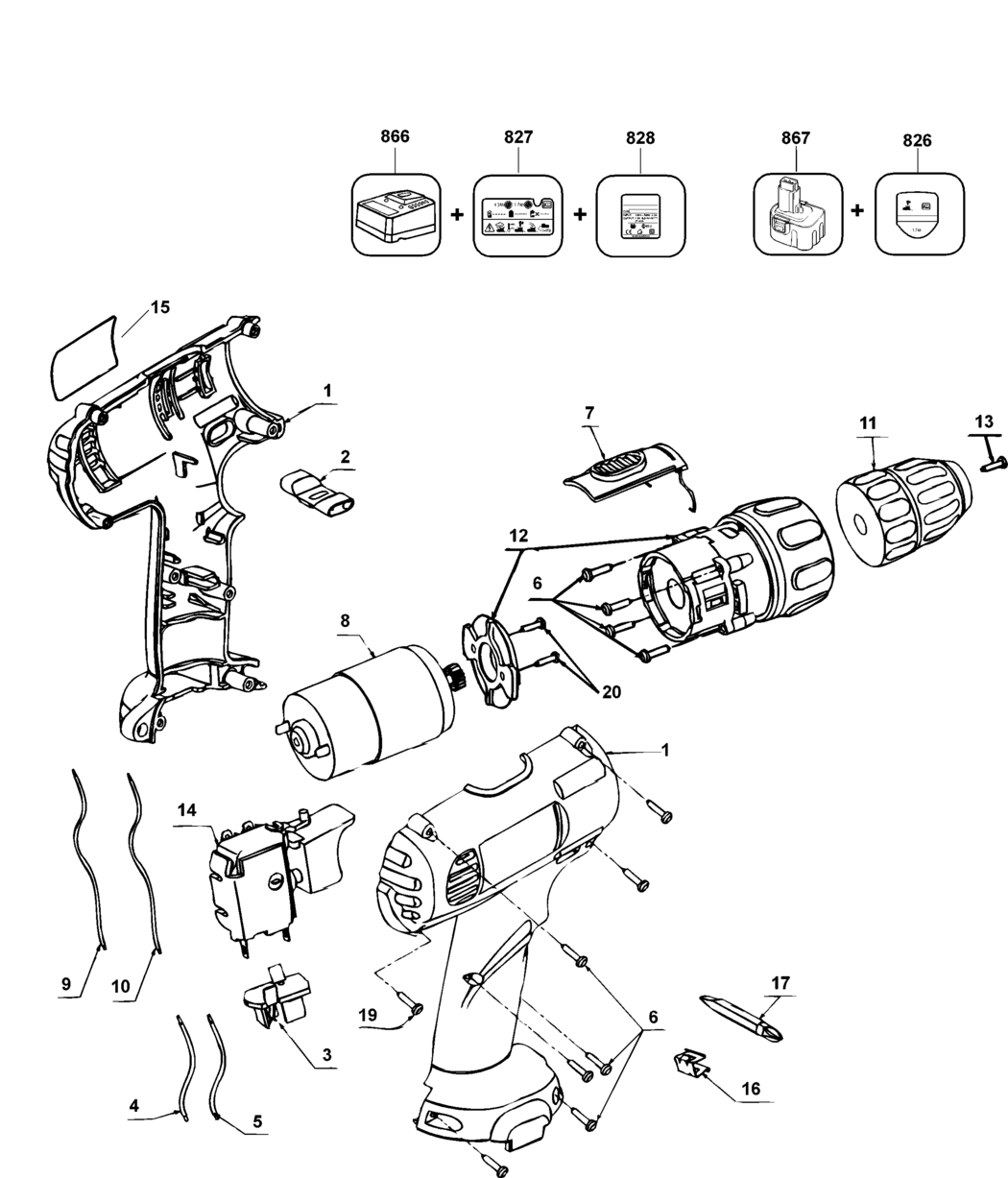 Dewalt DW926K Type 1 Cordless Drill Spare Parts