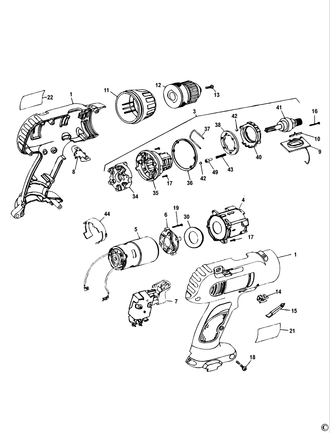 Dewalt DW953K Type 5 Cordless Drill Spare Parts