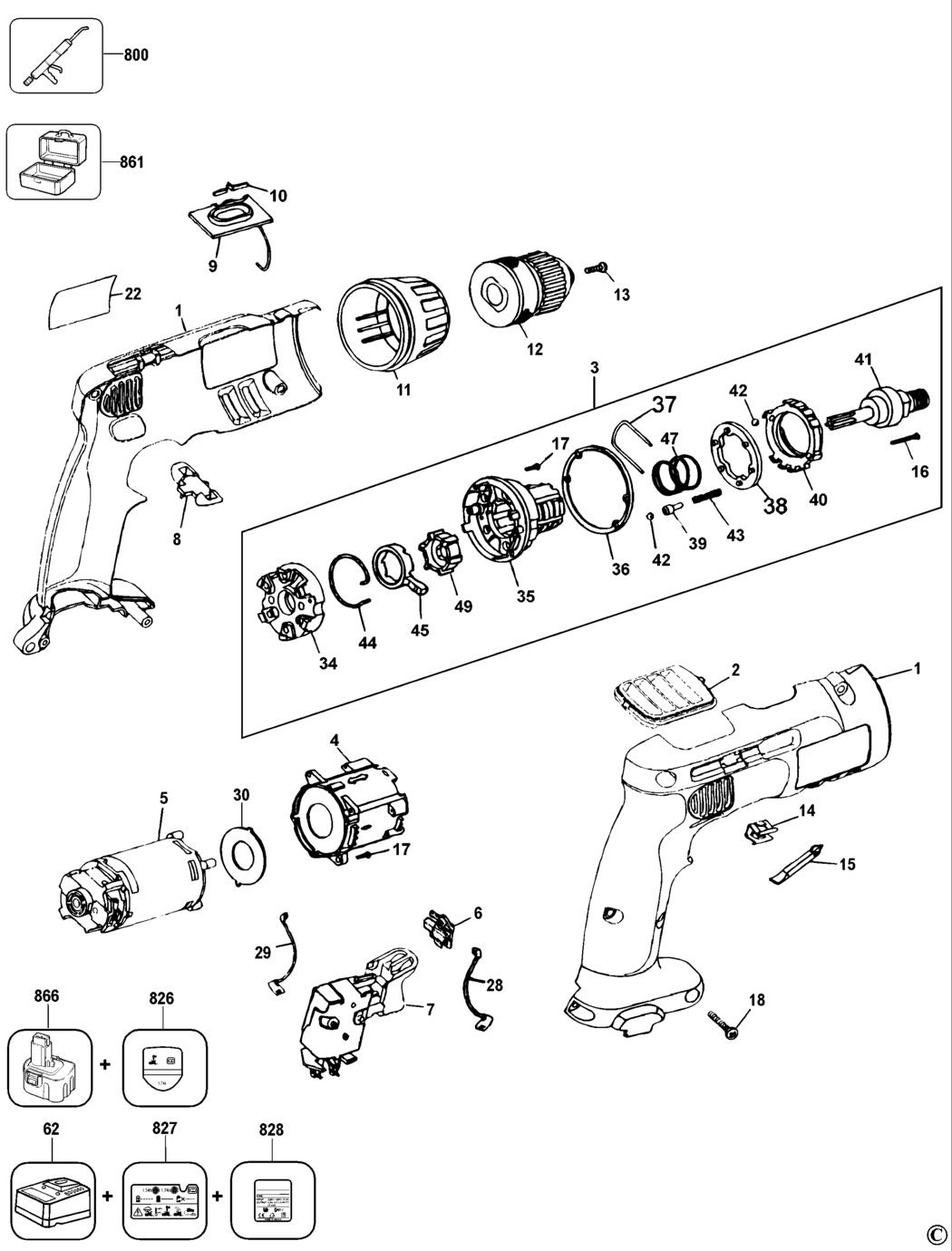 Dewalt DW996 Type 3 Cordless Drill Spare Parts