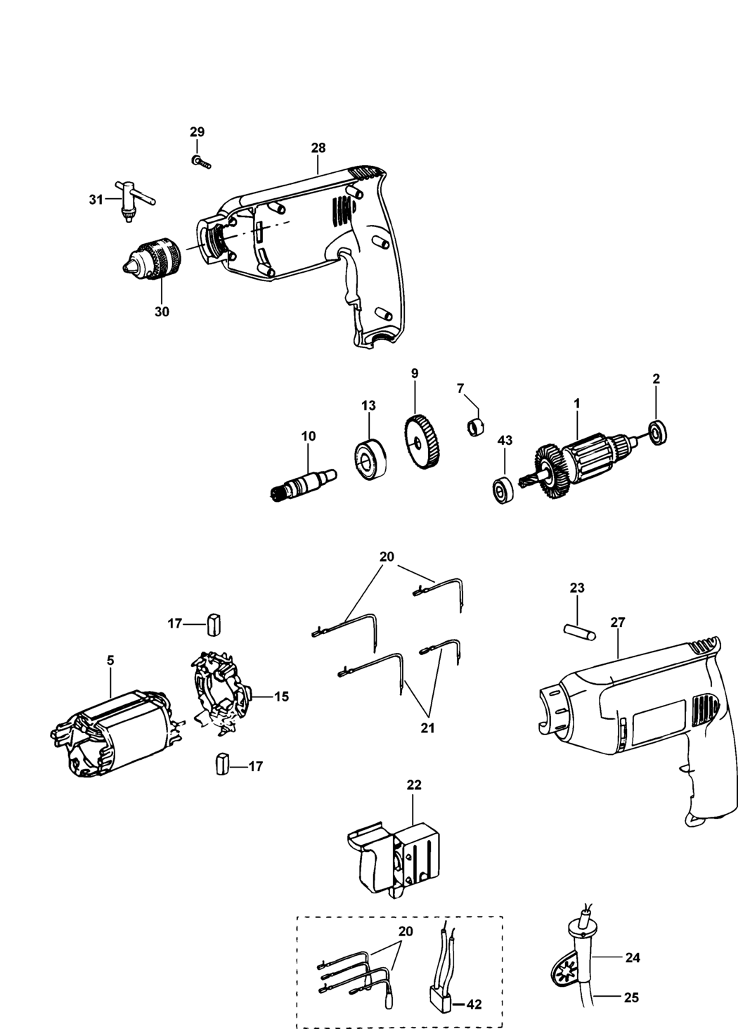 Dewalt DW168 Type 1 Drill Spare Parts