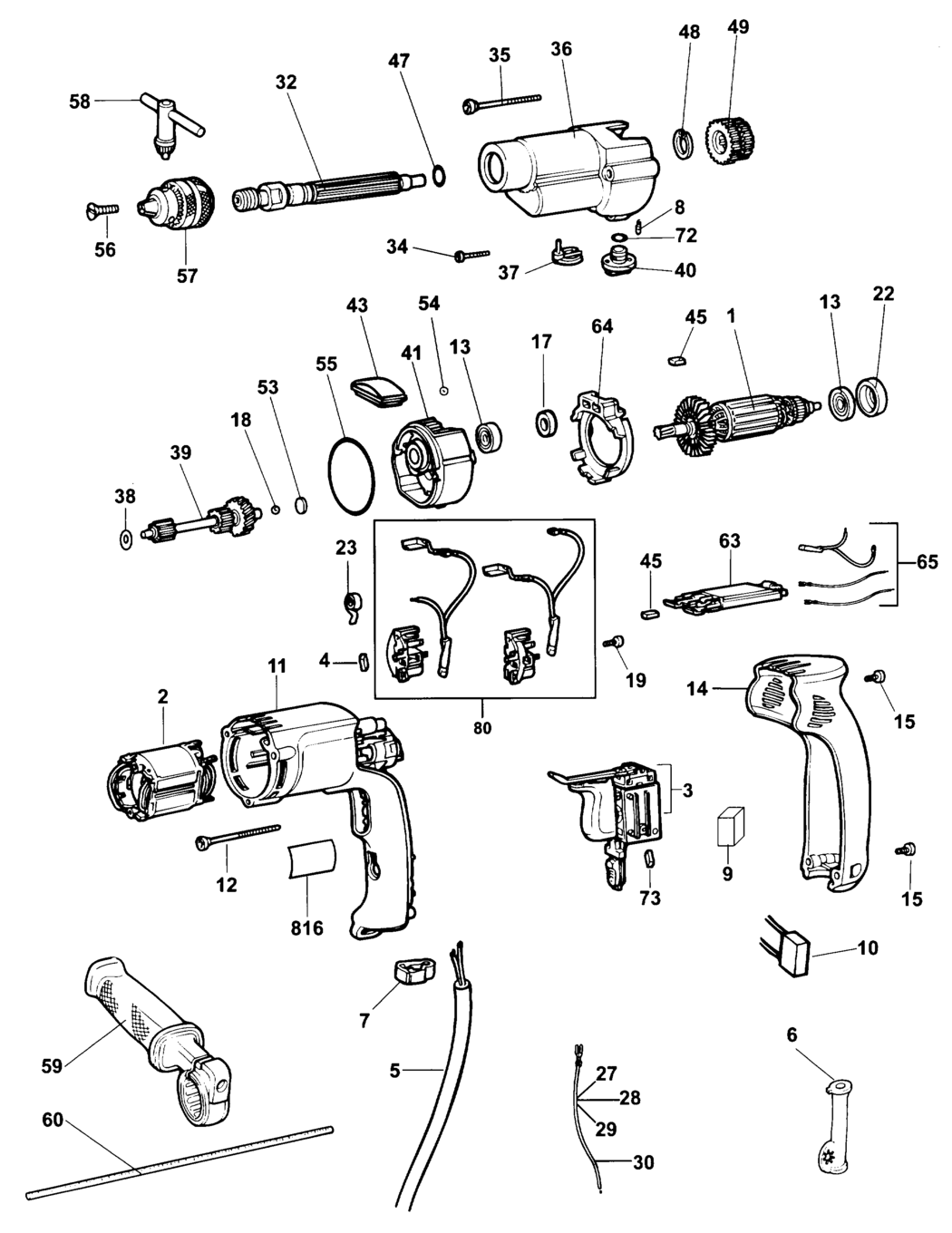 Dewalt DW241 Type 1 Drill Spare Parts