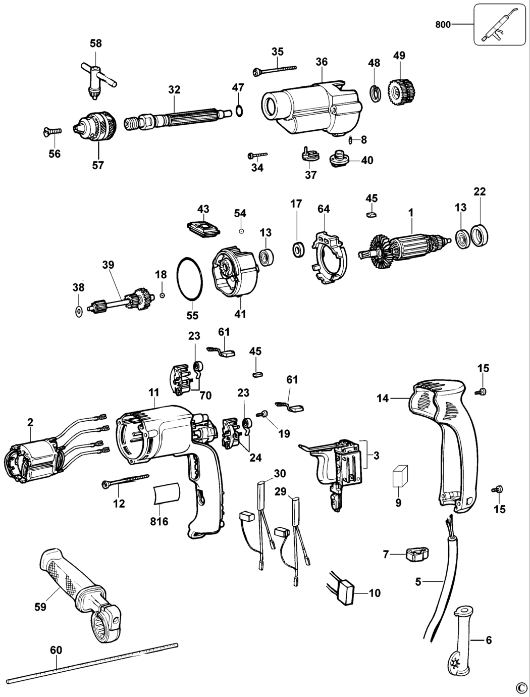 Dewalt DW241 Type 2 Drill Spare Parts