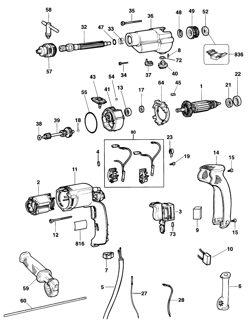 Dewalt DW501-----C Type 1 Drill Spare Parts