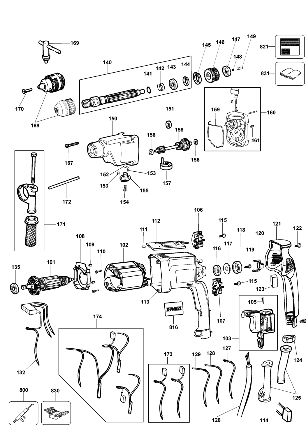 Dewalt DW515 Type 1 Drill Spare Parts