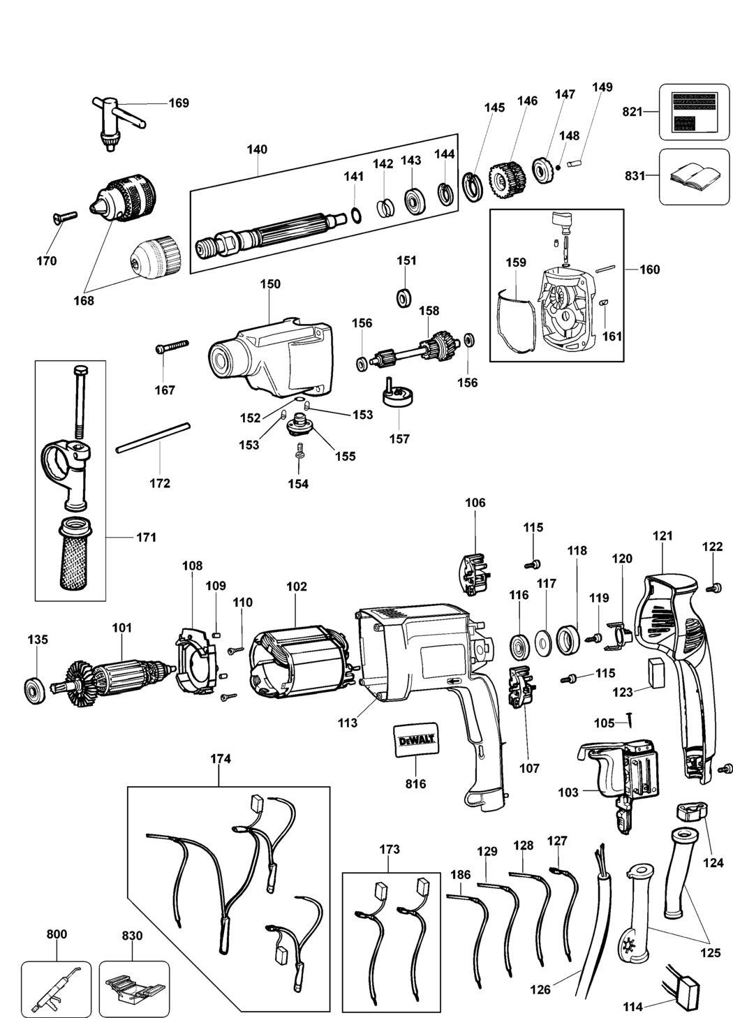 Dewalt DW515K Type 2 Drill Spare Parts