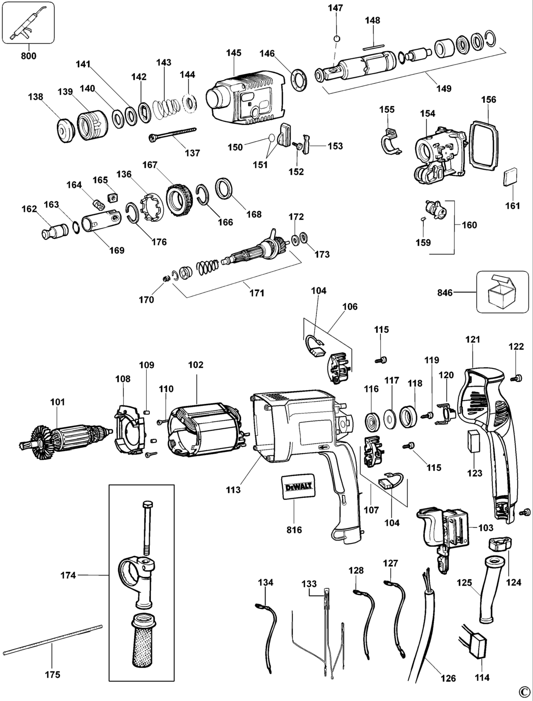 Dewalt DW561 Type 1 Rotary Hammer Spare Parts