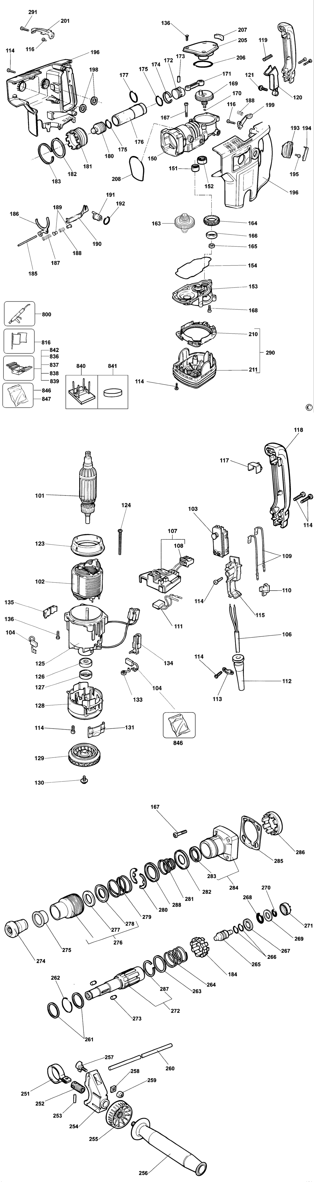 Dewalt DW540 Type 2 Rotary Hammer Spare Parts