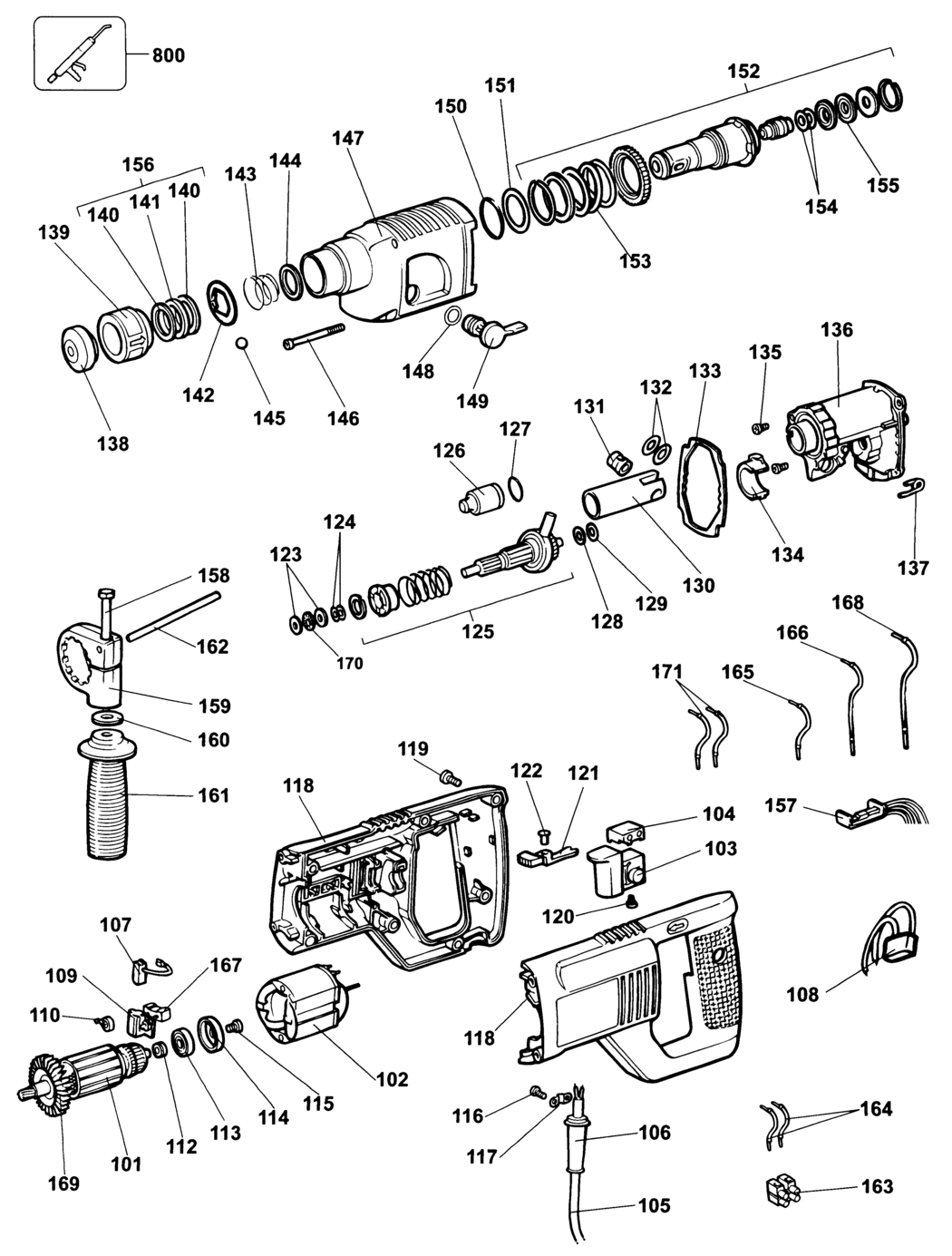 Dewalt DW550 Type 1 Hammer Drill Spare Parts