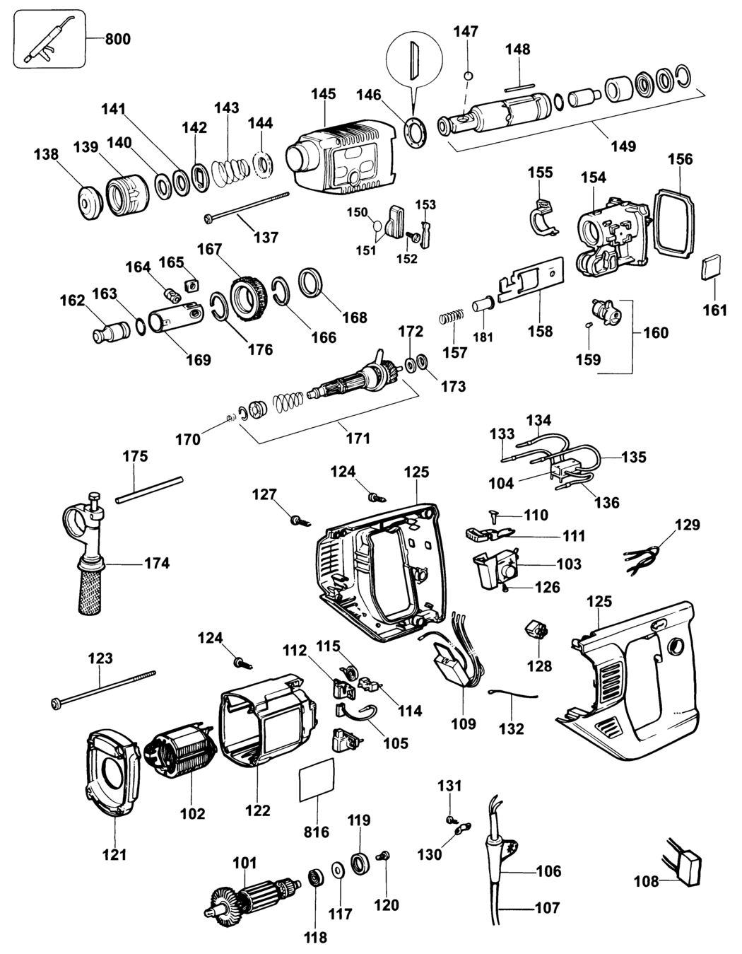 Dewalt DW557 Type 2 Hammer Drill Spare Parts