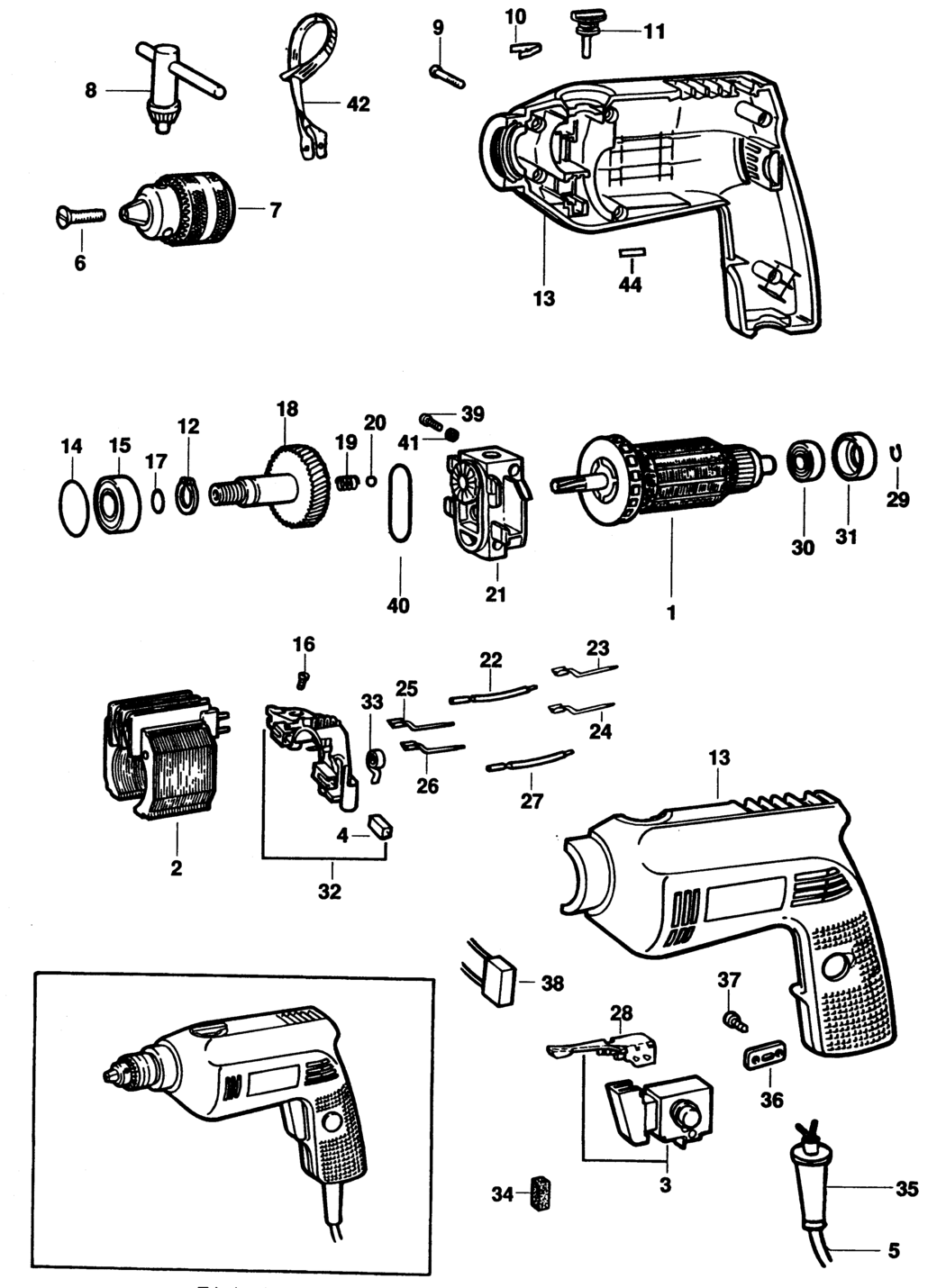 Dewalt DW569 Type 1 Hammer Drill Spare Parts