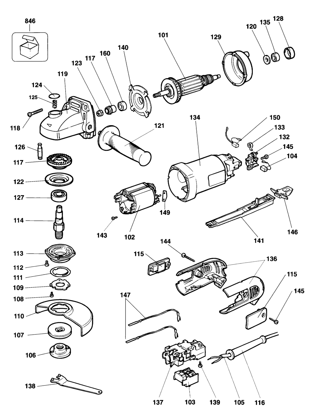 Dewalt DW401 Type 1 Angle Grinder Spare Parts