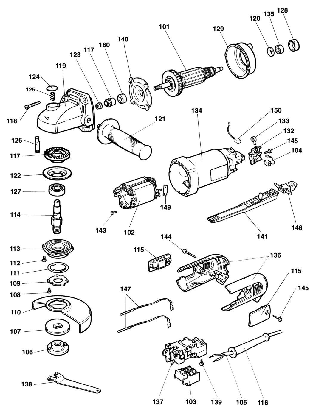 Dewalt DW401 Type 2 Angle Grinder Spare Parts