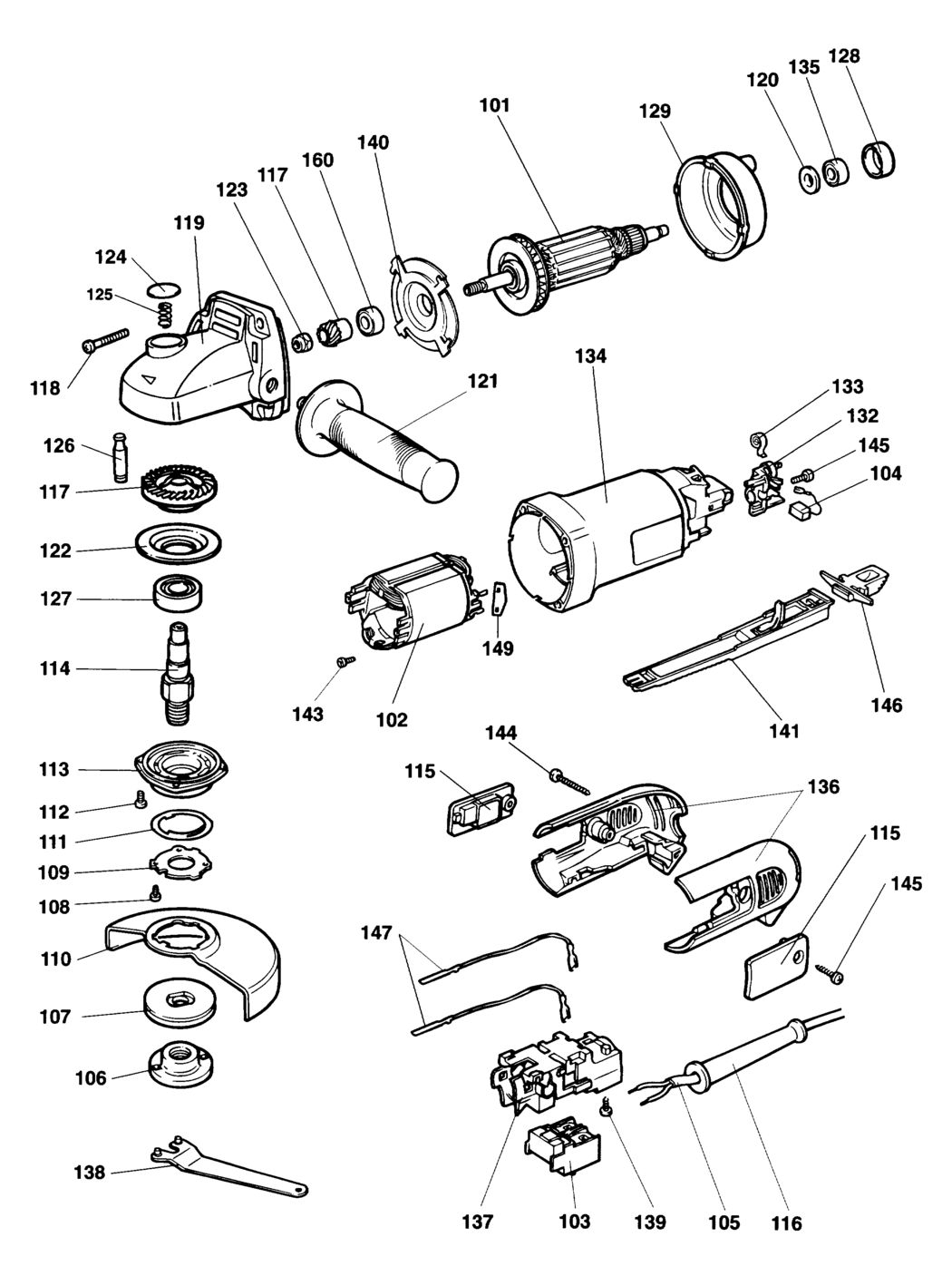 Dewalt DW448 Type 1 Angle Grinder Spare Parts