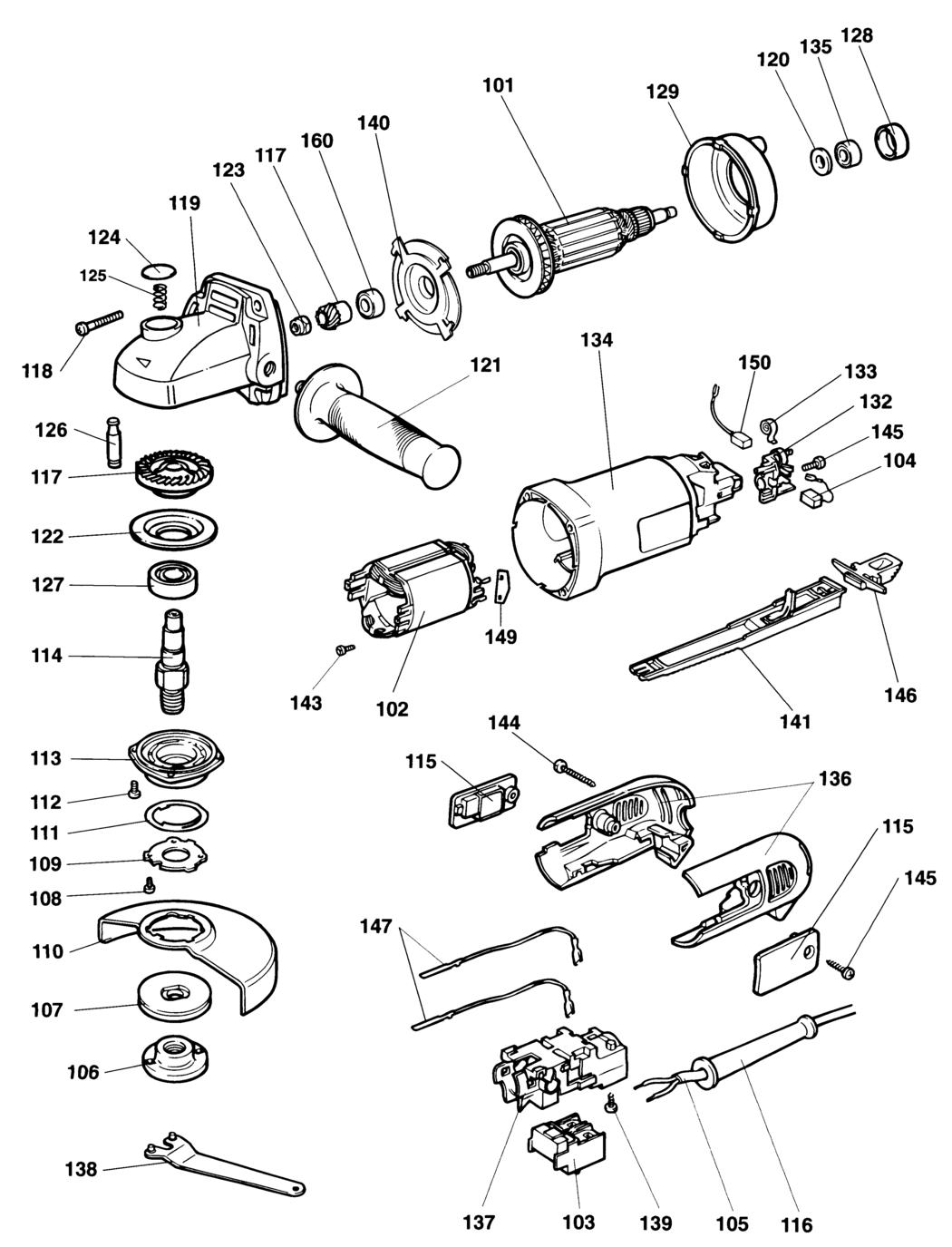 Dewalt DW448 Type 2 Angle Grinder Spare Parts