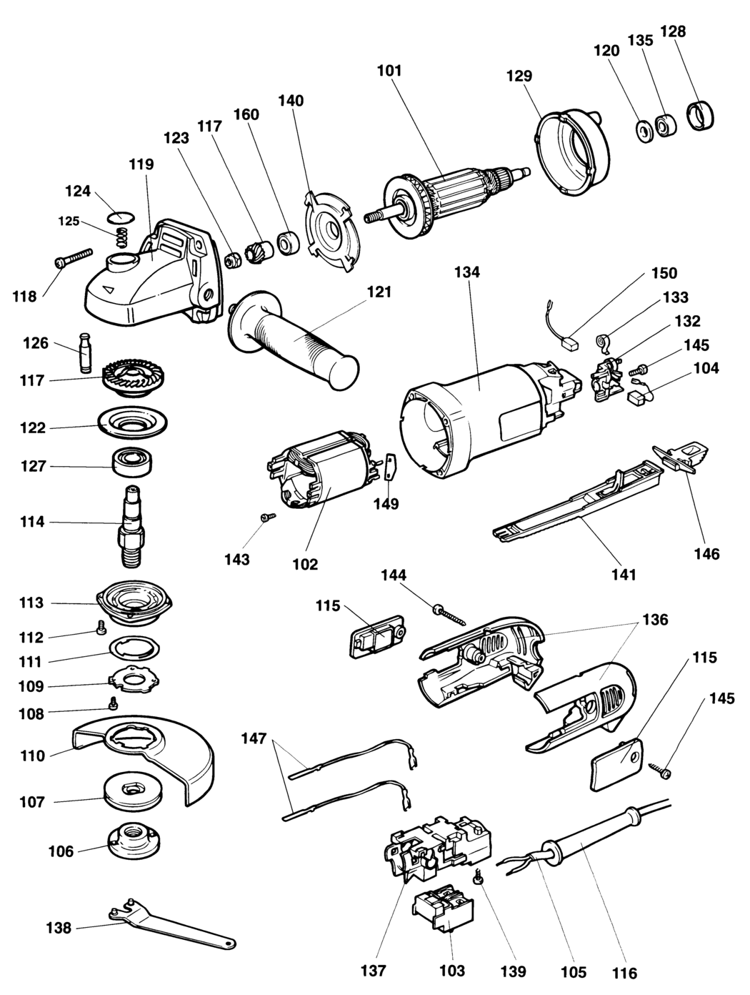 Dewalt DW450 Type 2 Angle Grinder Spare Parts