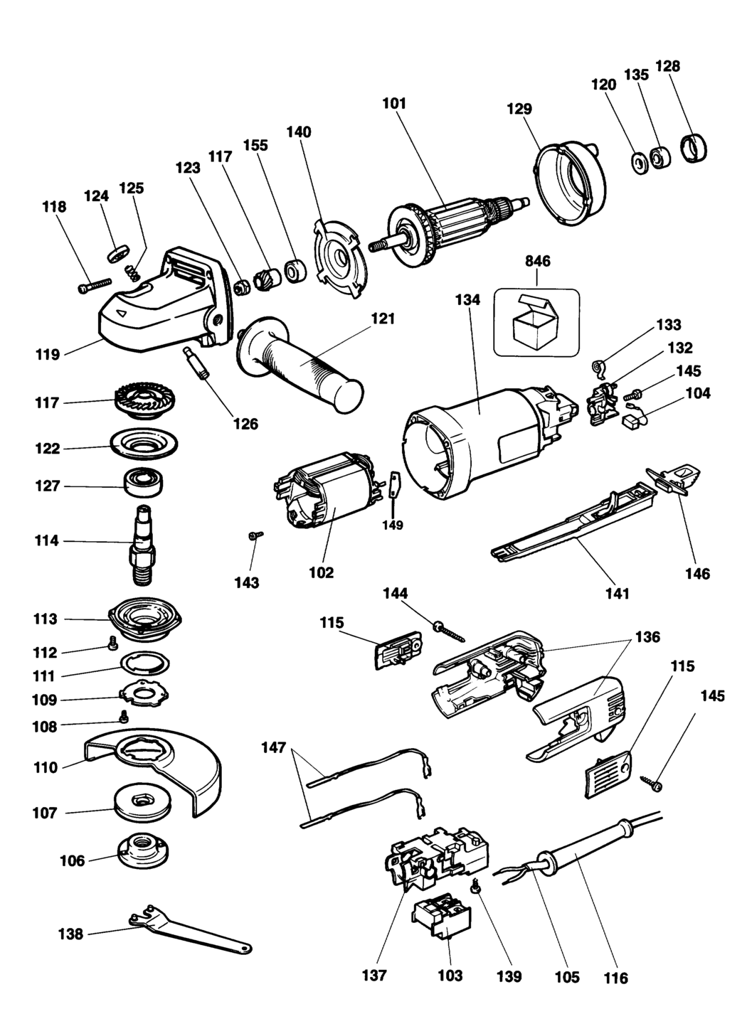 Dewalt DW456K Type 1 Angle Grinder Spare Parts