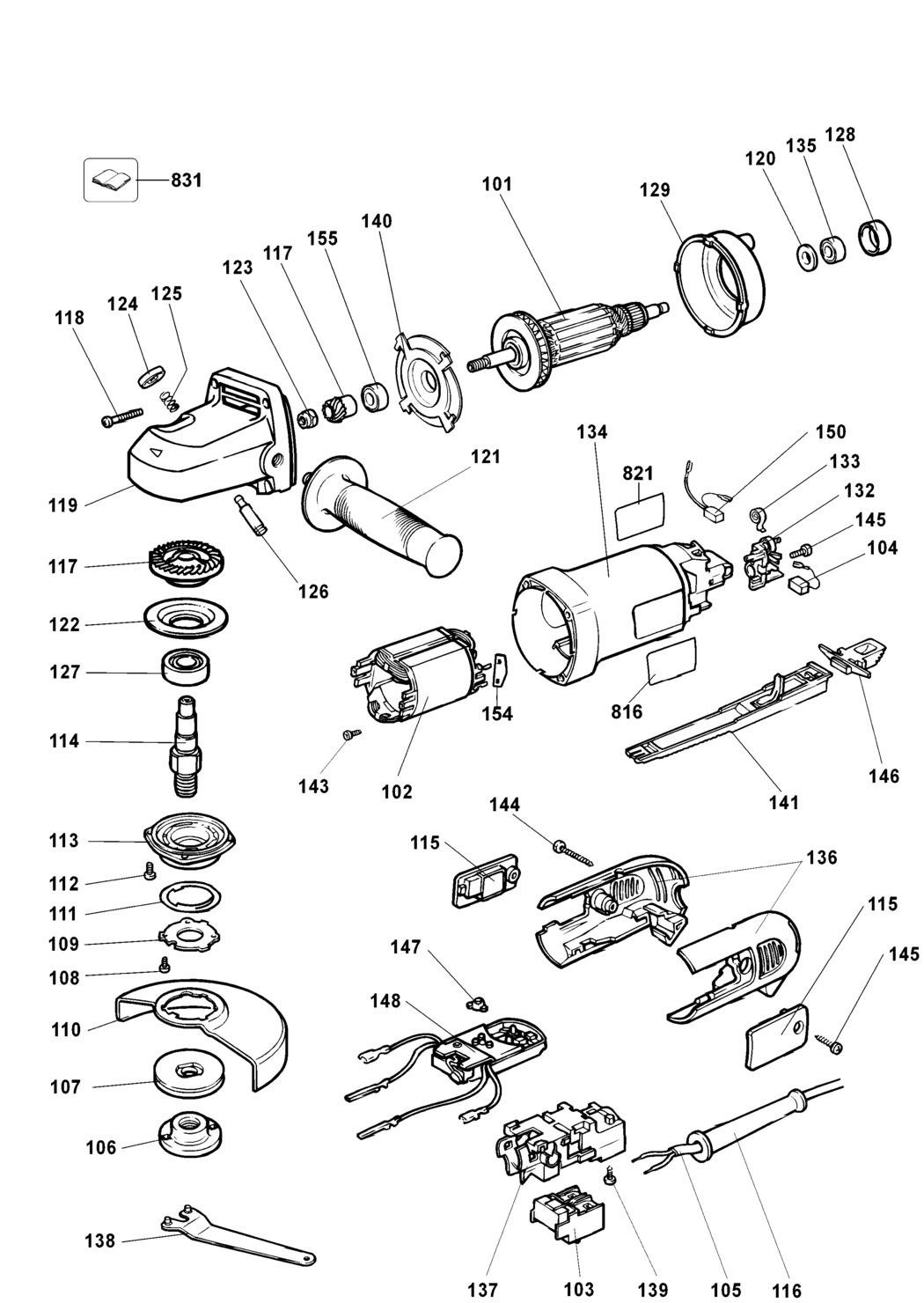 Dewalt DW458 Type 2 Angle Grinder Spare Parts