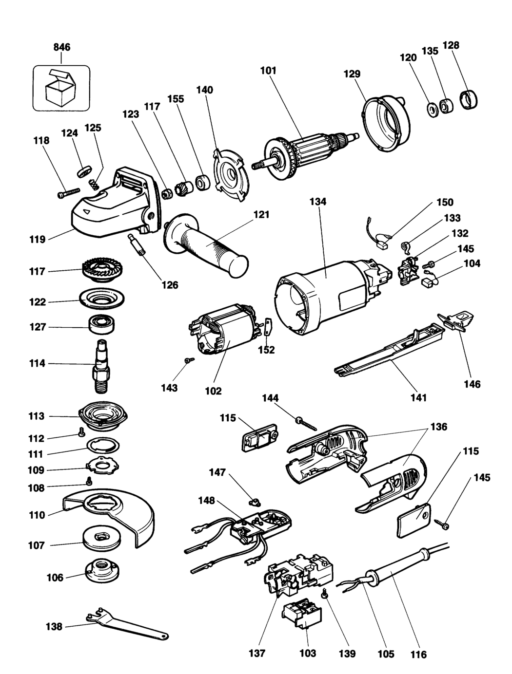 Dewalt DW458K Type 1 Angle Grinder Spare Parts